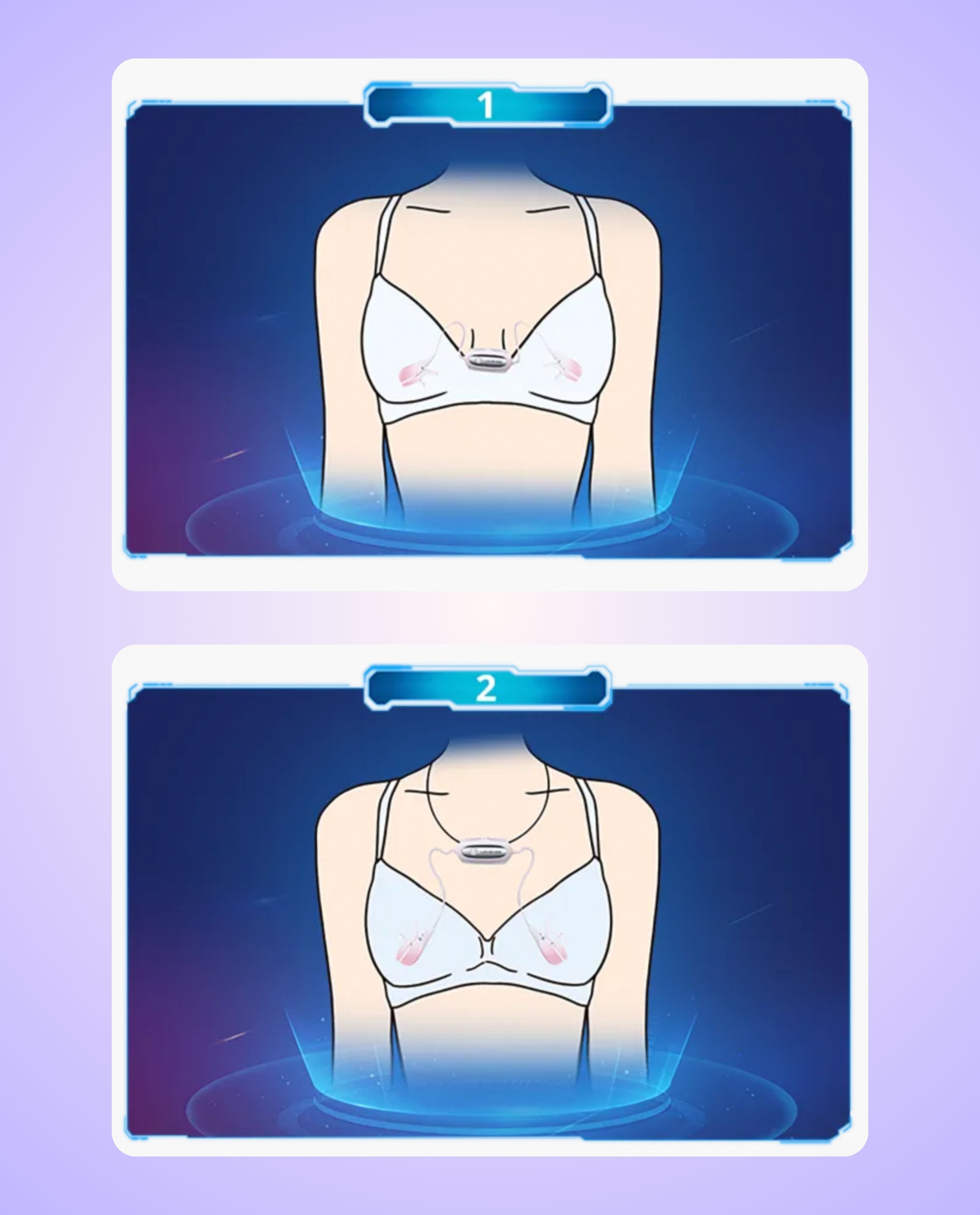An illustration showing how to clip on Lovense Gemini nipple vibrators using the adjustable screw clamps