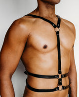 Maverick Leather Fetish Suspender Body Harness side view