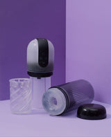 Poseidon masturbator disassembled showcasing casing, sleeve and cap