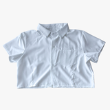 White cropped shirt with short sleeves
