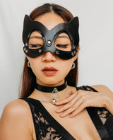 Haley Cat Leather Mask close up