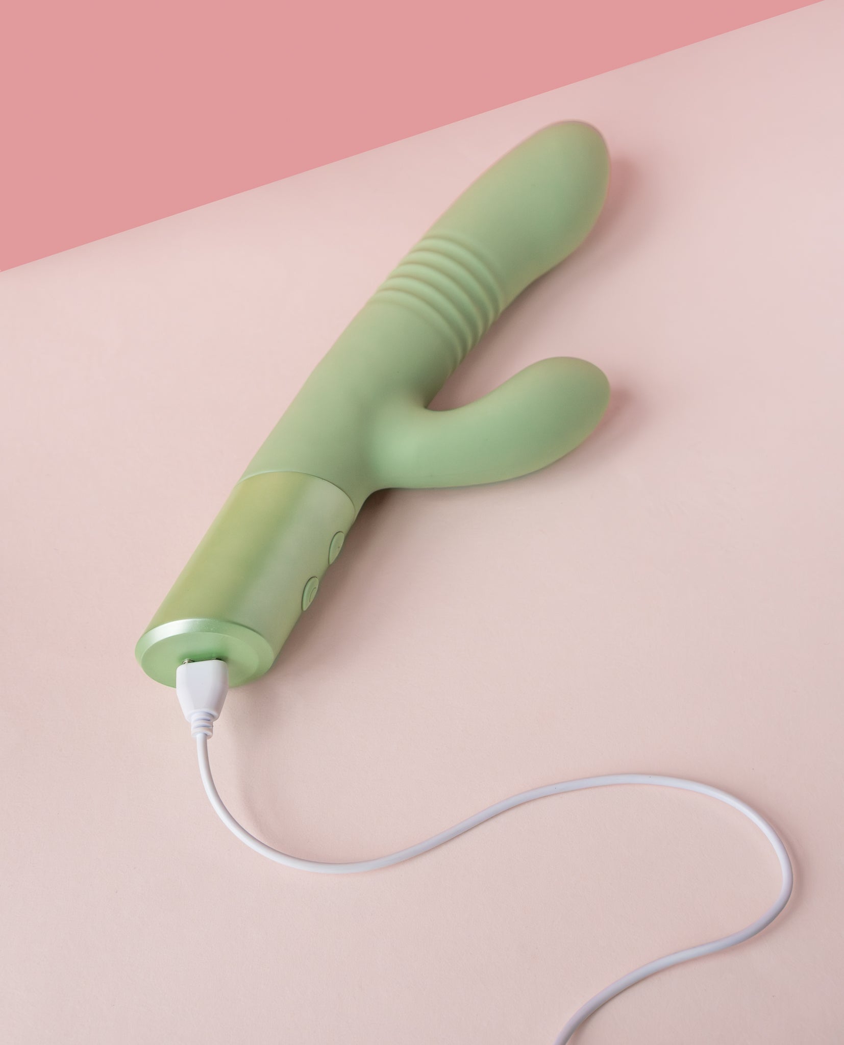 green mystique thruster rabbit vibrator with a cable
