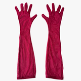 Pair of red gloves on a white background