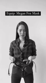 featuring hedonist's Rae Bodysuit,  megan fox mask and giddy up riding crop