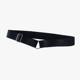 Black elastic choker with a silver buckle fetish wear