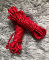 red treated shibari jute ropes