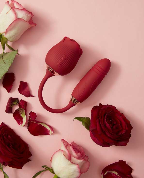 Dolce Vita Rose Clit Sucking Thrusting Vibrator with roses