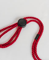 Red rope lanyard with black metal clip