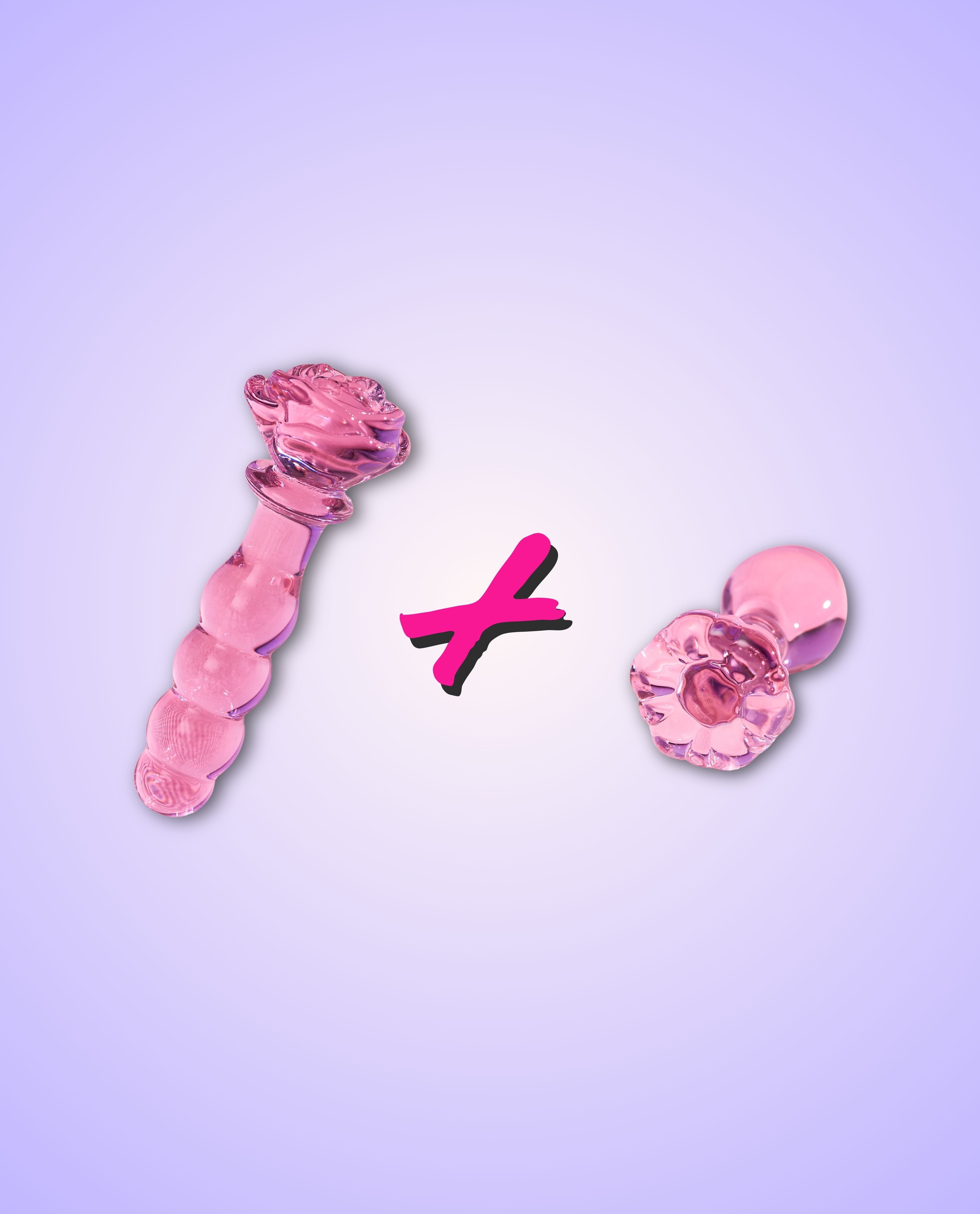 Hedonist Rose Glass Dildo & Anal Plug Bundle Hedonist Rose Glass Dildo & Anal Plug Bundle