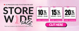 Hedonist Tribe's Storewide sale banner with discount codes on a pink background