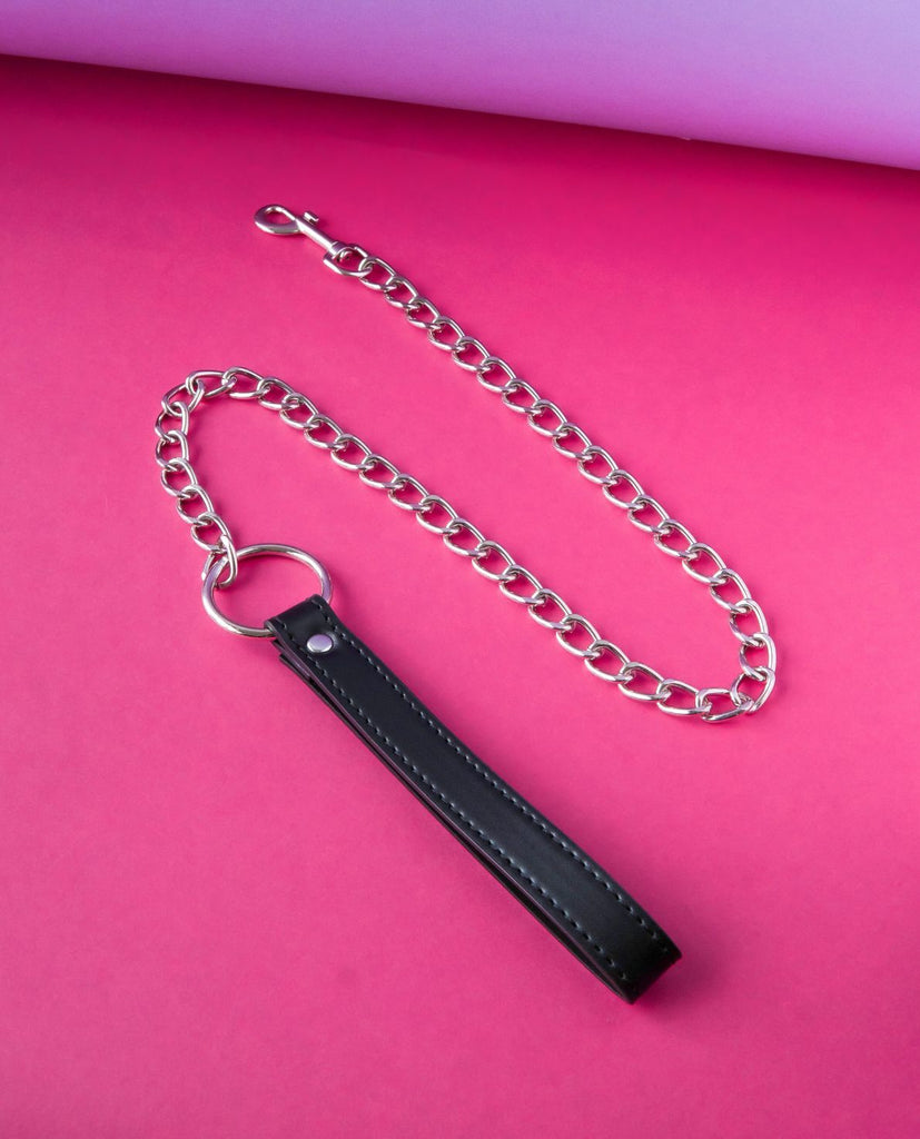 leather leash with chain