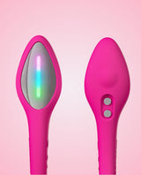 Lovense Lush Mini with a LED light interface on a pink background