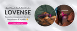 Advertisement for LOVENSE product with app control feature on a light gray background.
