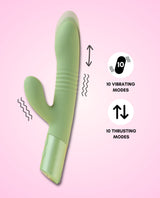 Highlight the key features of the Mystique thrusting rabbit dildo vibrator