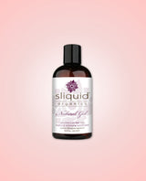 Sliquid Organics natural gel 255ml bottle on a pink gradient background