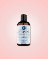 Sliquid Organics Natural Lubricant 255ml on pink gradient background