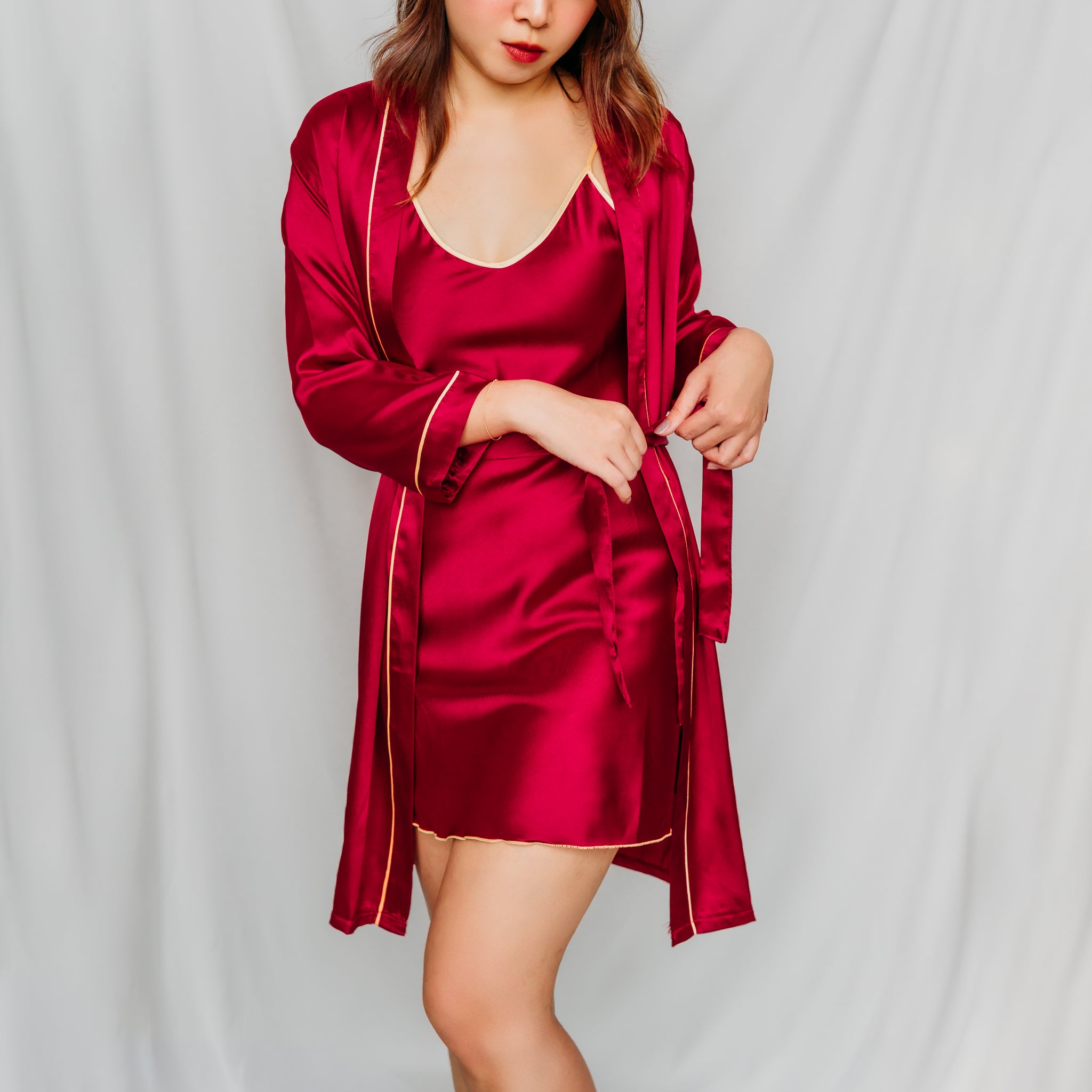 satin bride robe with slip