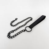 Black leather leash with chain