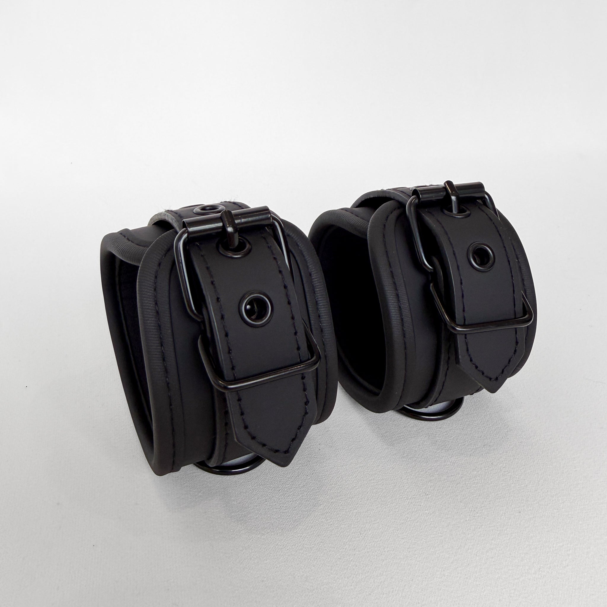 Pair of black leather cuffs 