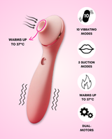 polly clit sucker unique features: 10 vibrating modes, 5 suction modes, warms up to 37 degrees