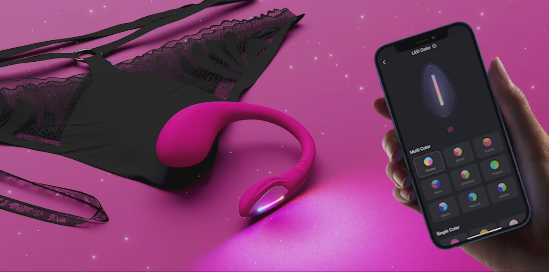 Lush Mini with smart phone app, highlighting its LED features