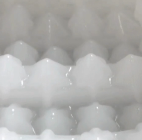 Close-up view of the Tenga Egg masturbator’s Starry internal textures