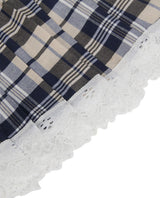 Plaid fabric with lace trim student costume