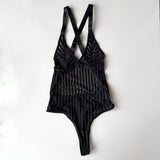 Tara black bodysuit non-crotchless