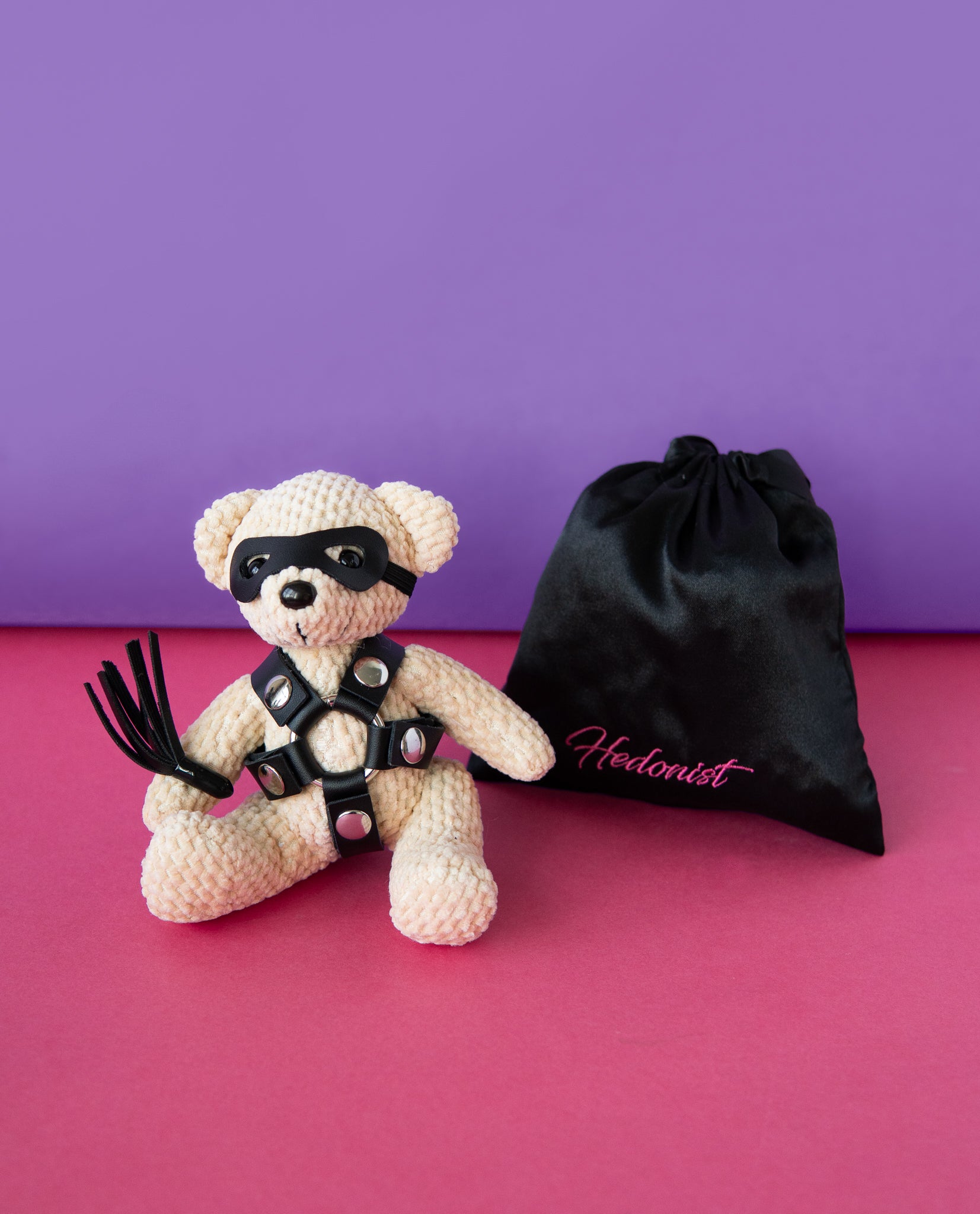 whip me bear keychain with pouch