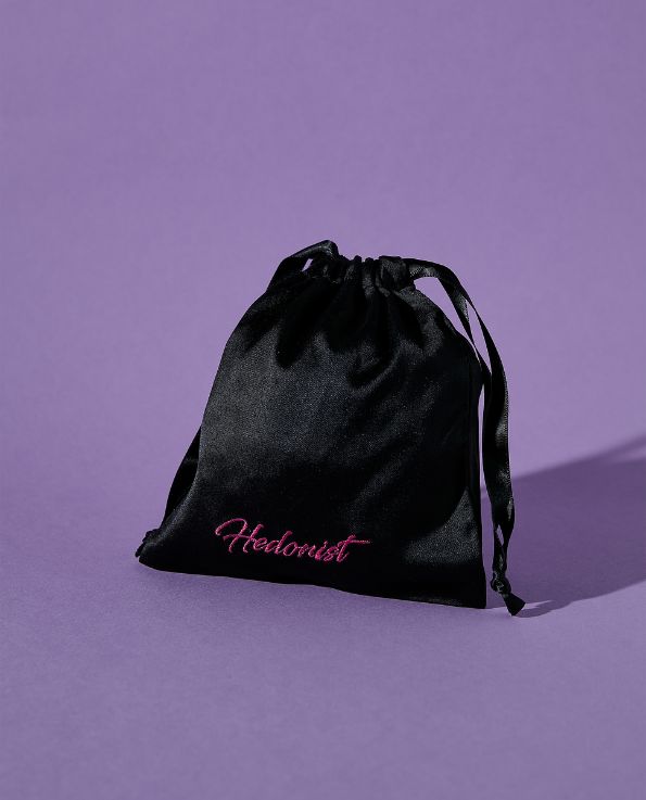 black Hedonist short drawstring satin pouch