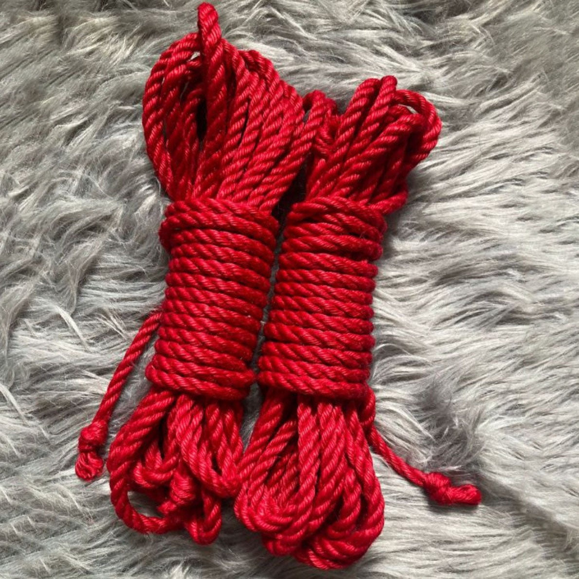 red treated shibari jute ropes