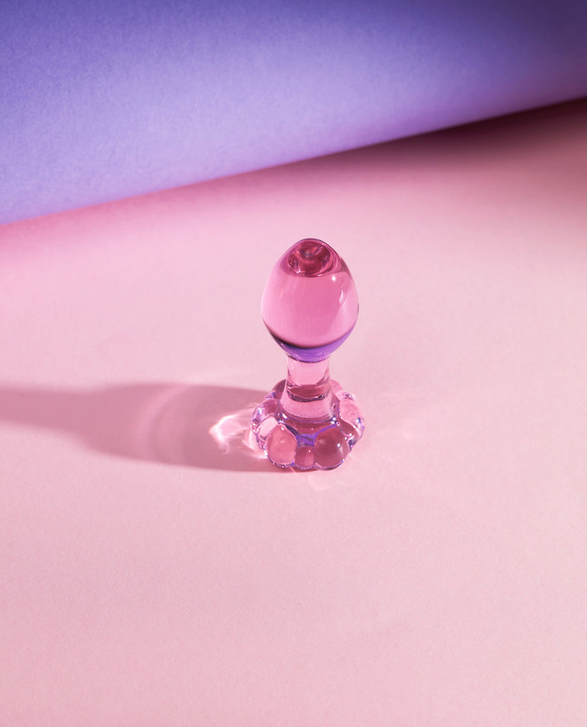 Pink blossom glass anal plug