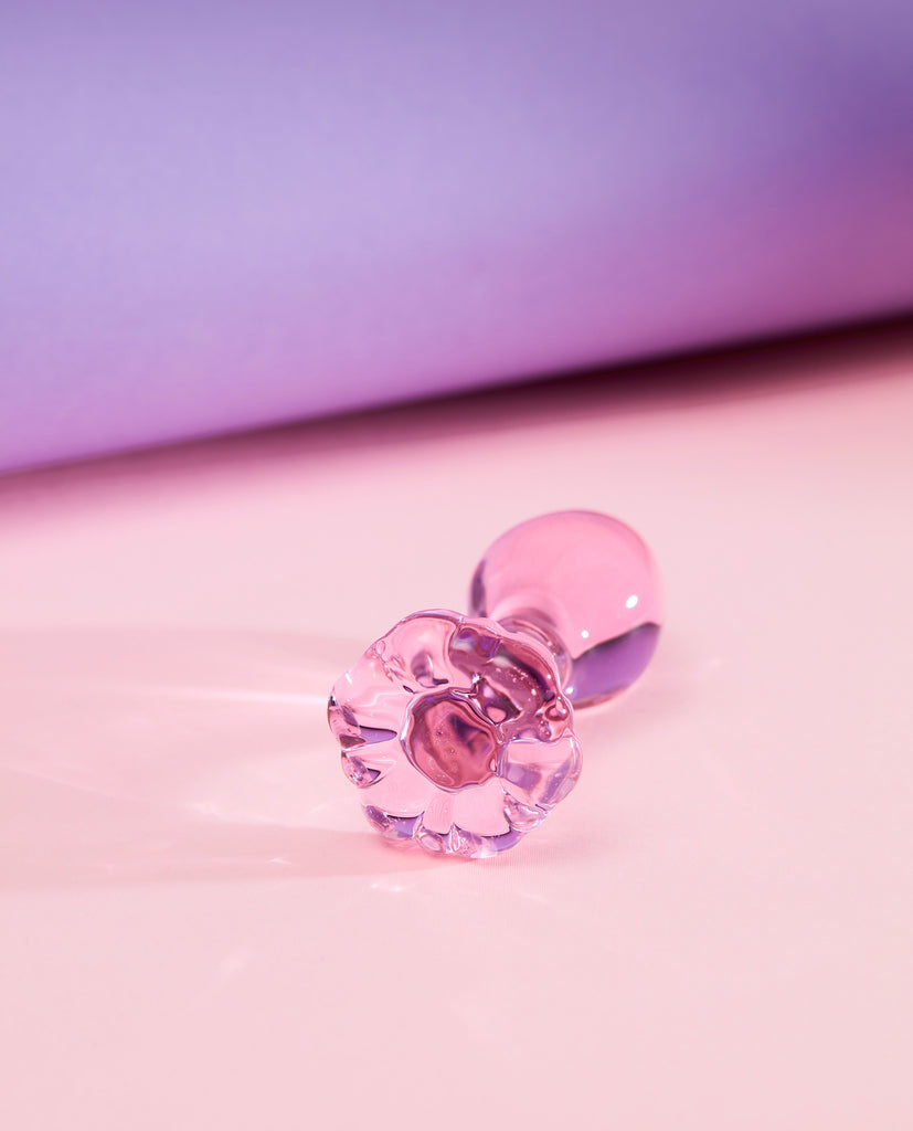 Pink blossom glass anal plug