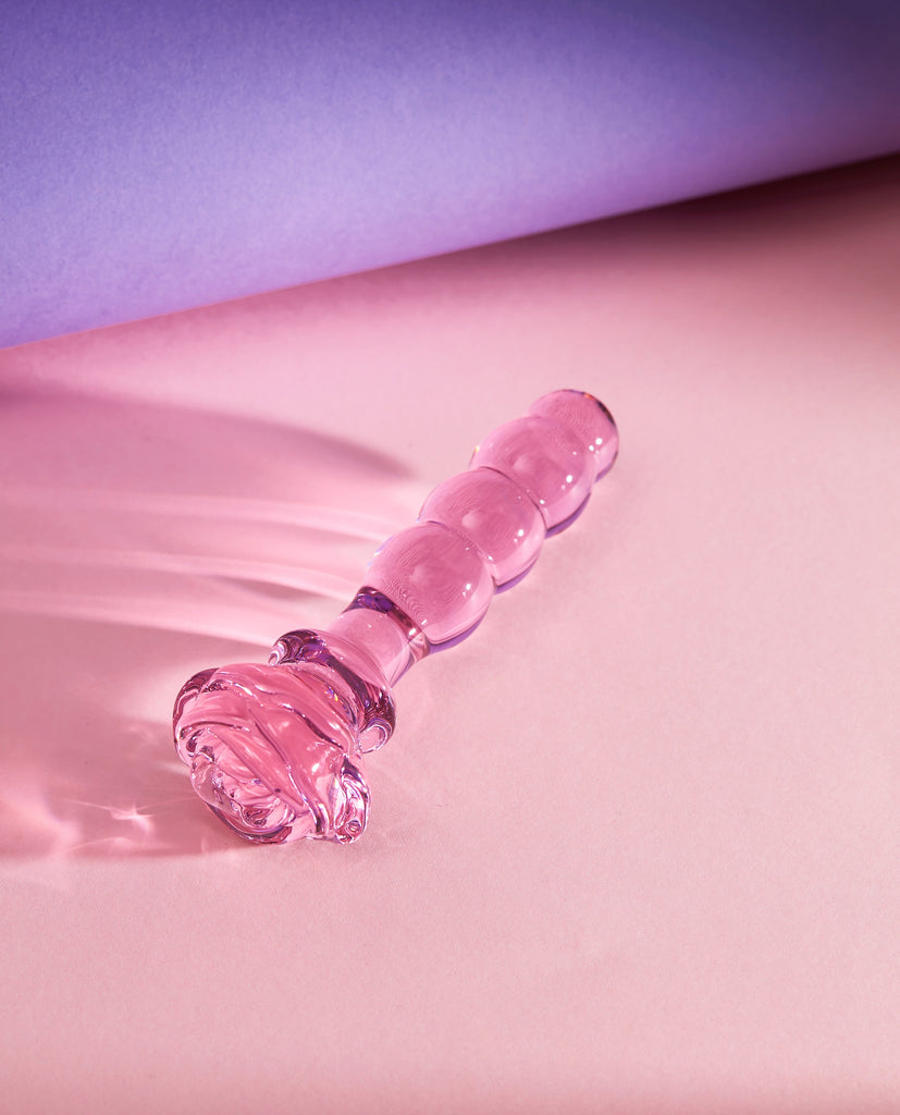 Pink Rosie glass bubble dildo