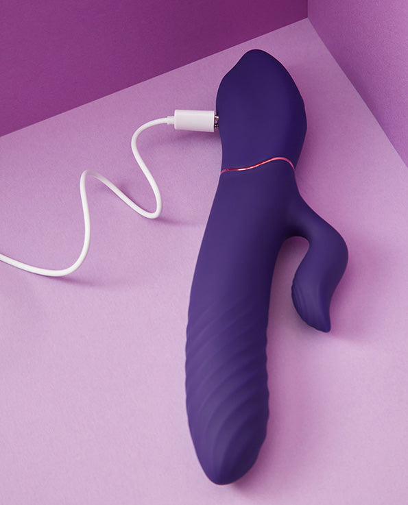 Purple Silicone Godiva Rabbit Thruster Vibrating Dildo with charging cable