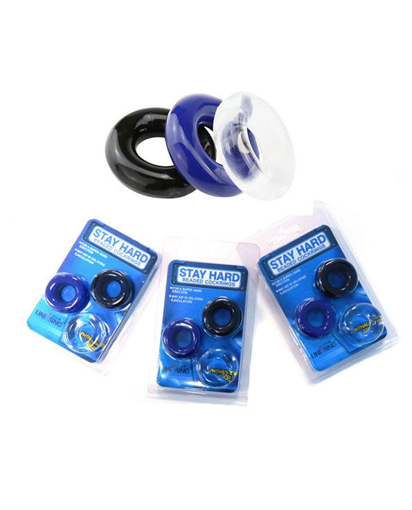 blue transparent and black jelly stretchable cock rings