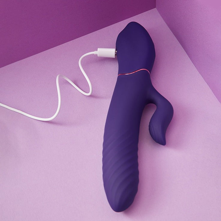 Purple Silicone Godiva Rabbit Thruster Vibrating Dildo with charging cable