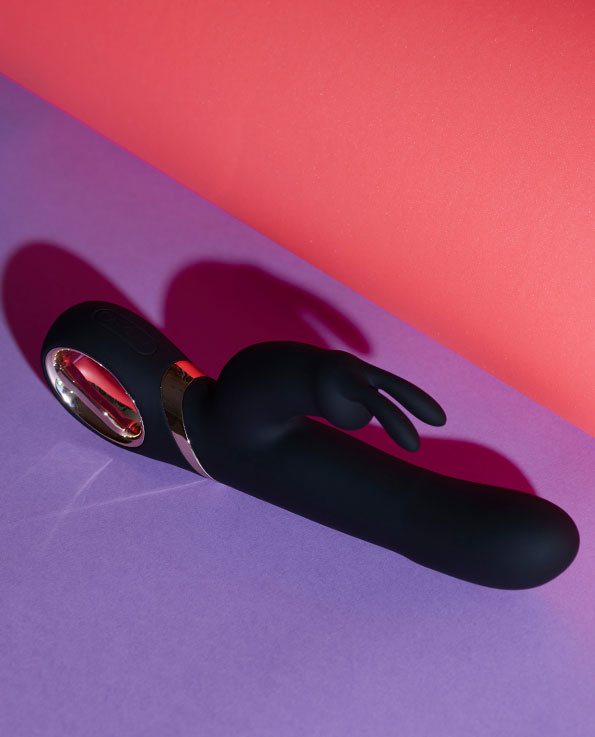 black Lola Rabbit Rotating Vibrating Dildo