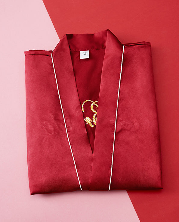 Red satin bride robe