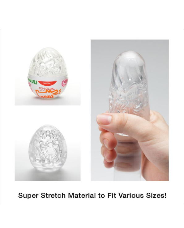 Tenga x Keith Haring Dance Egg disposable male masturbator stretched